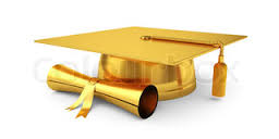 gold graduation hat and scrol